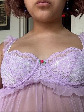 Sheer Lavender Mesh Babydoll Slip - Women's Intimates